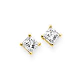 14K Yellow/White Gold 3/4 ct. Princess Cut Diamond Earring Studs|Role=Designer 